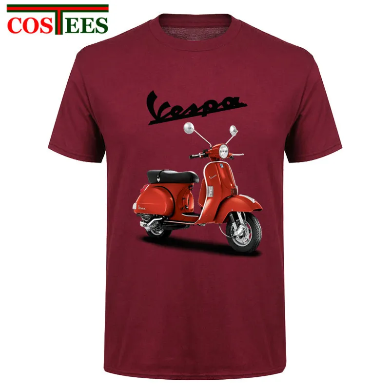 Винтажные Vespa футболки мужские Мотоцикл скутер homme Piaggio футболка с логотипом