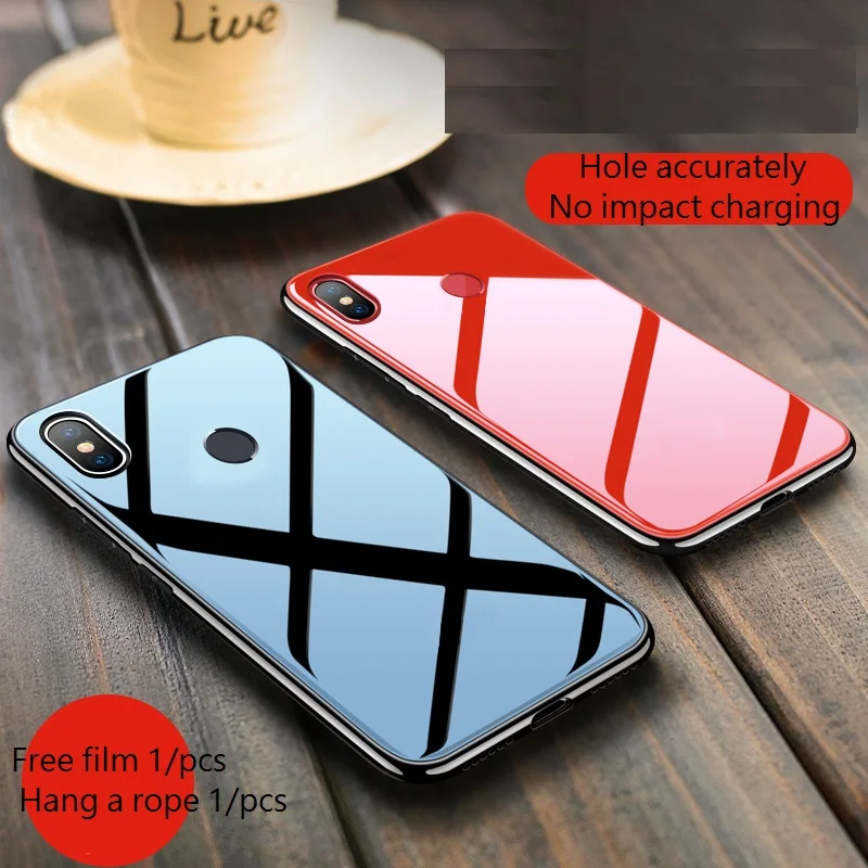 Для Xiaomi mi 8 стеклянная задняя крышка чехол Жесткий ПК корпус с мягким краем для