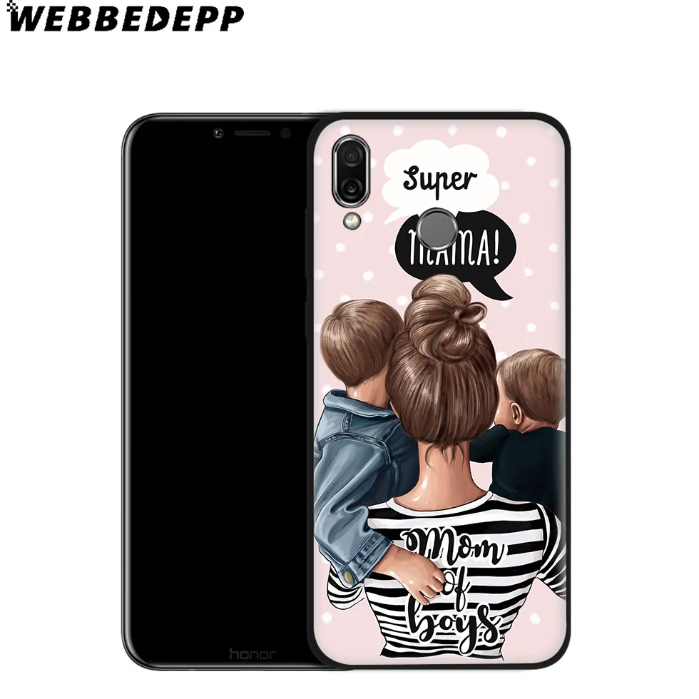 Черный коричневый мягкий чехол для мамы и дочки Huawei P8 P9 P10 P20 P30 Lite Pro P Smart Z Plus 2019 Y6