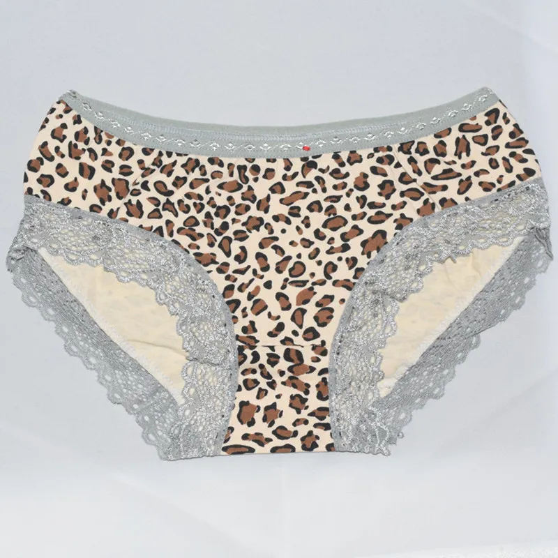 5 шт./лот Новые Женщины Девушки Симпатичные Сексуальная Leopard Кружева Underwear Трусики