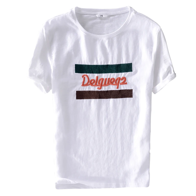 

Designer white t shirt men brand linen t-shirt mens casual o-neck t shirts male cotton and flax tshirt men chemise camisa