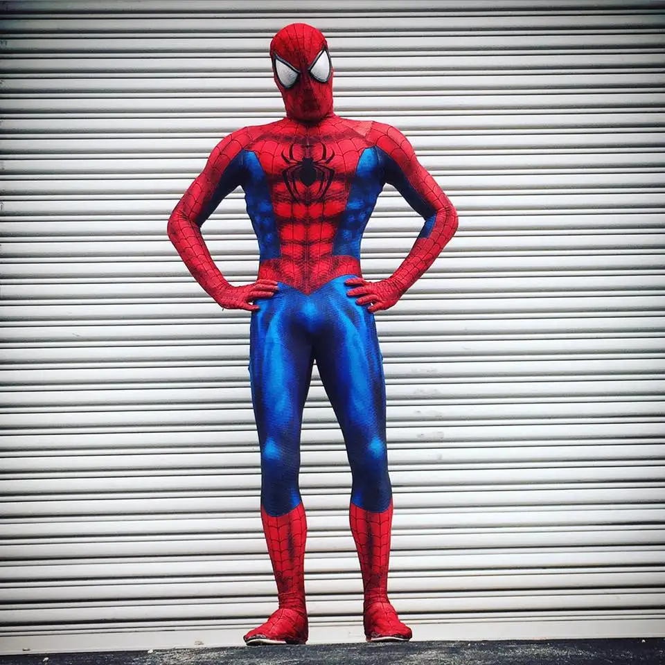 Бесплатная доставка костюм из лайкры Человека паука зентай всего тела спандекс 3D