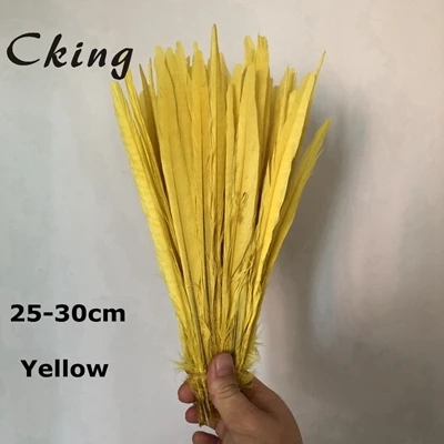 yellow CKing 100 шт Черный Цвет Окрашенные женские хвостовые перья охотничьего фазана перо 25 до 30 см 10 до 12 дюймов длинный Алмазный фазан перья фазана - Цвет: yellow