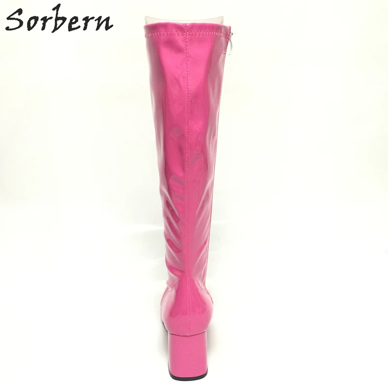 Sorbern/костюмы на Хэллоуин; женские сапоги до колена с квадратным носком; коллекция 1960 года; Сапоги GOGO в винтажном стиле; 60s 70 s; модные вечерние размера плюс