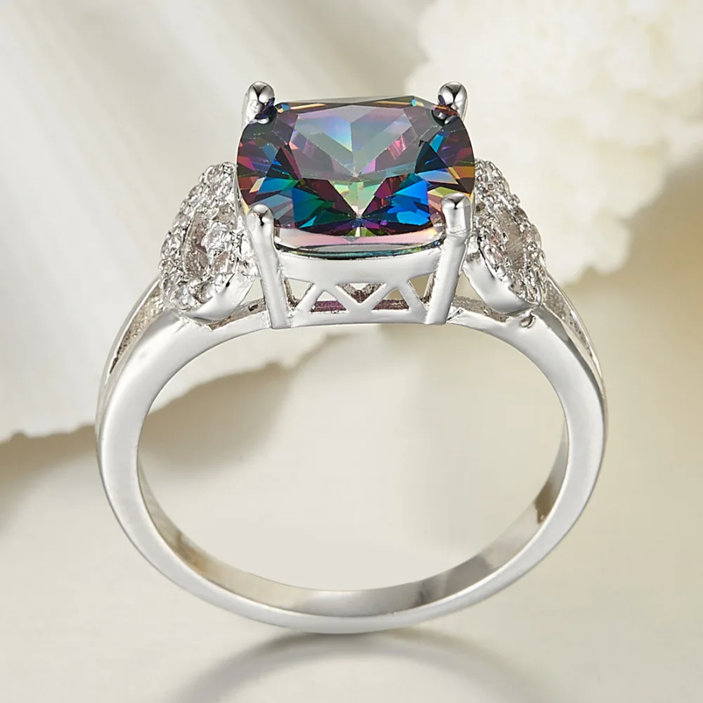 Lingmei многоцветный бриллиант womenjewelry кольца из белого золота кольцо цвета Size6 7 8 9