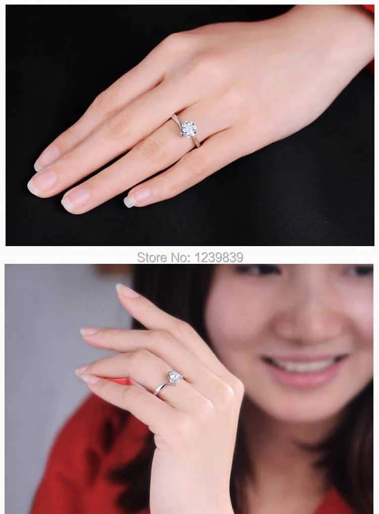 Романтичные кольца для пар 2 карат из стерлингового серебра с покрытием белого