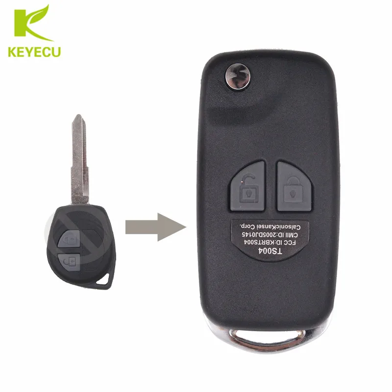 Складной чехол-брелок KEYECU для дистанционного ключа с 2 кнопками Suzuki SX4 Swift