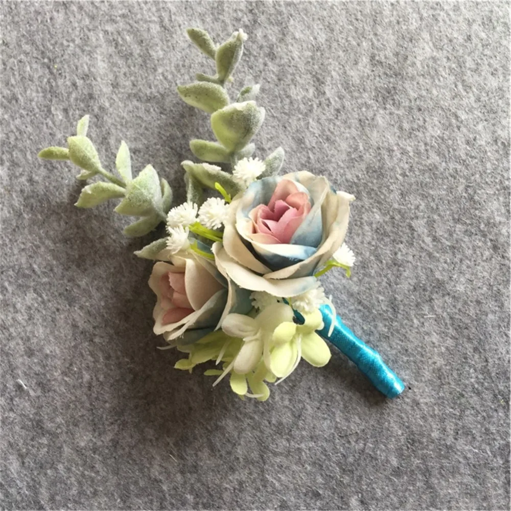 WeddingBobDIY artificial wedding flower Best man Boutonnieres groom Buttonholes Men Corsage prom party suit accessory decoration | Дом и сад