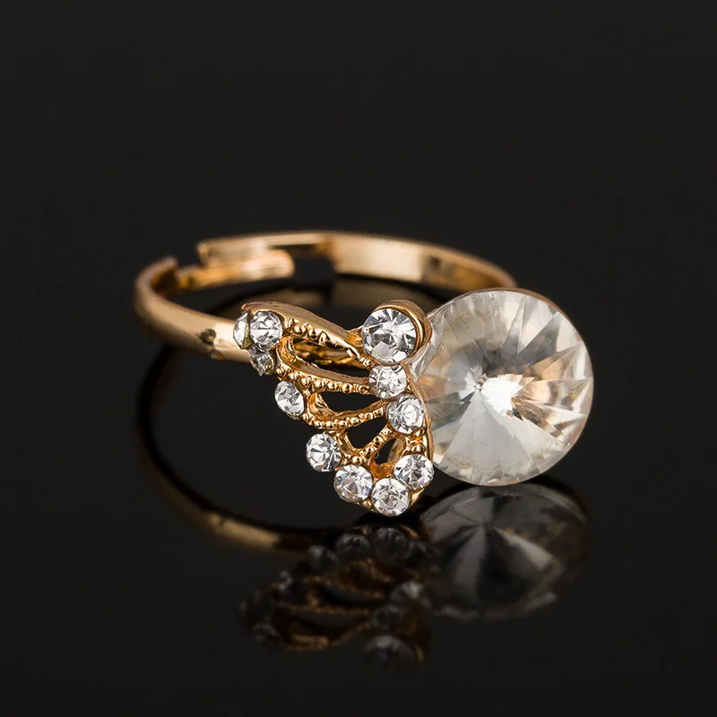 Великолепное кольцо золотого цвета синтетический кристалл кольца для женщин и