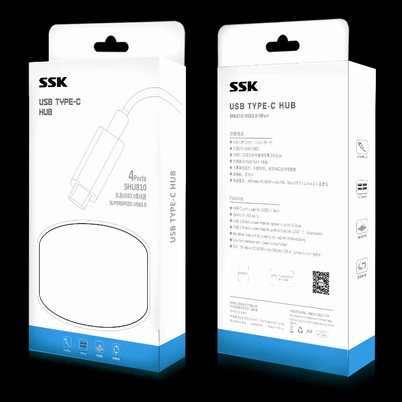 SSK высокоскоростной и производительный 4-портовый концентратор usb 1 Type-C с