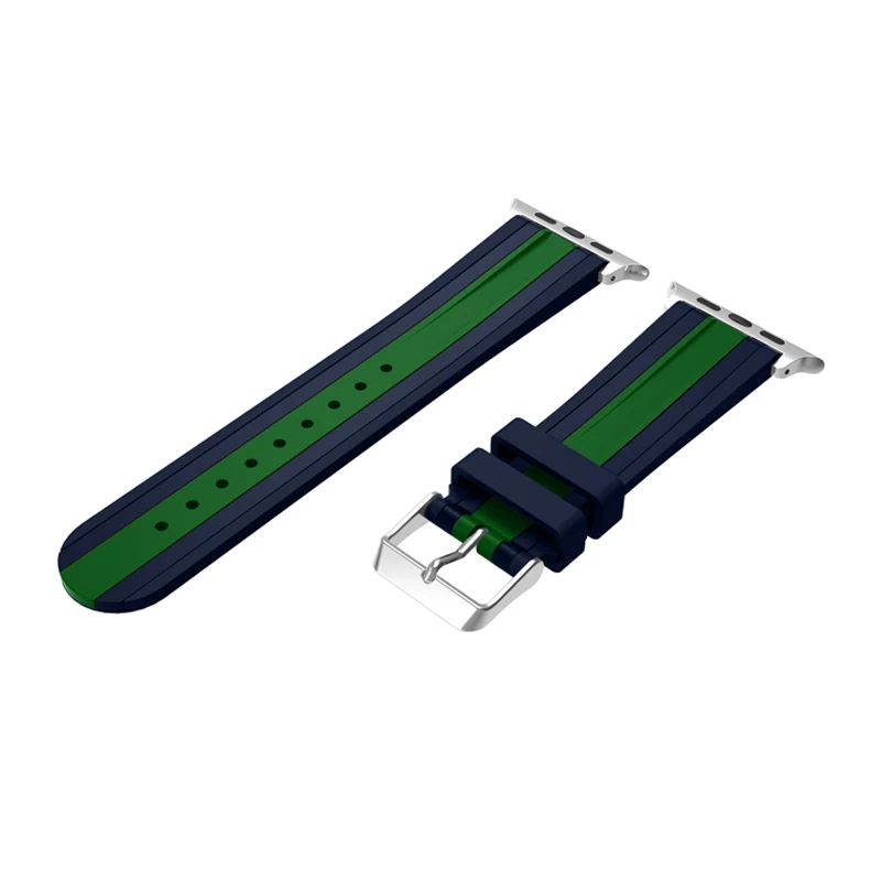 blue green Osrui силиконовый ремешок для спортивных часов для Apple Watch, версии 4 полосным 44 мм 40 мм, correa, наручных часов iwatch серии 4/3/2/1 42 мм/38 мм браслет на запястье с резиновой лентой - Цвет ремешка: blue green