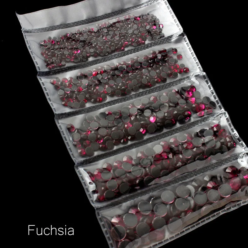 Fuchsia Новая упаковка 1200 шт смешанные размеры Горячая фиксация Стразы Блестящий Кристалл SS6-SS30 для одежды DIY - Цвет: Fuchsia