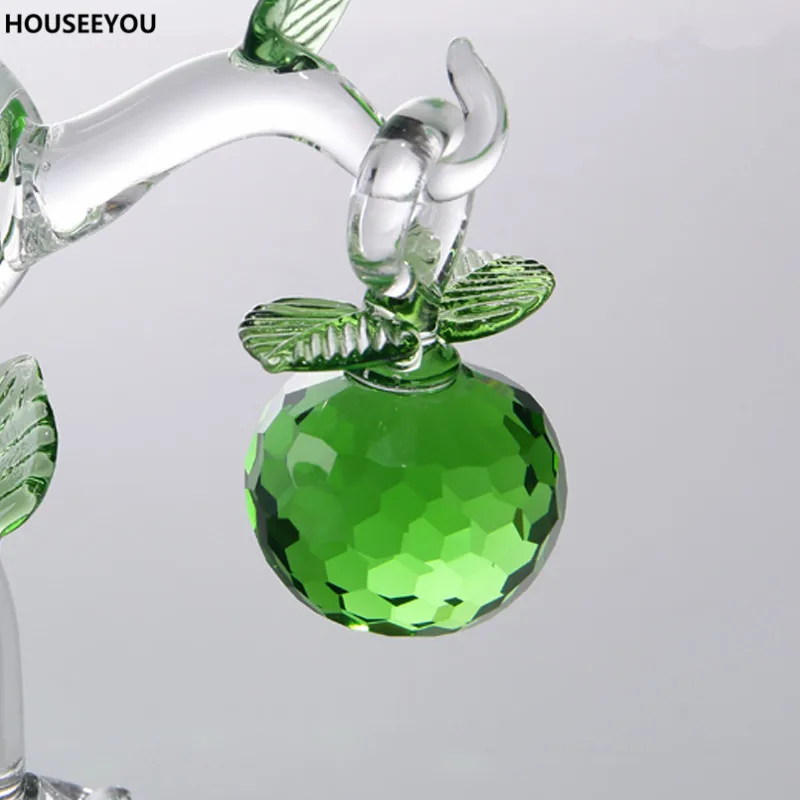 Кристаллическое зеленое яблоко украшение Fengshui стеклянные поделки домашний