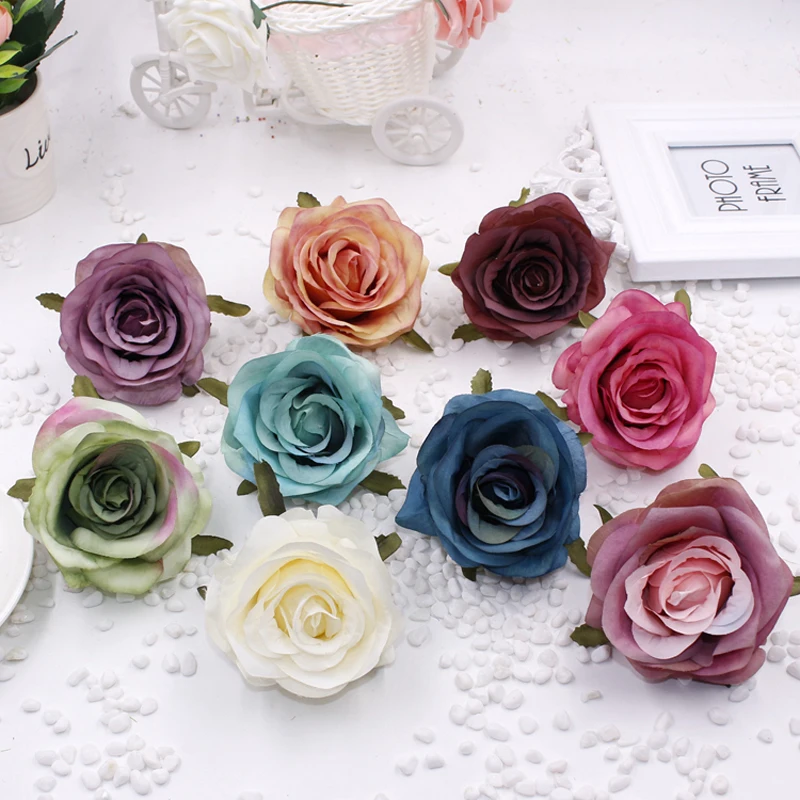 

50pcs/lot simulation flower heads romantic roses flower heads silk flowers DIY artificial flower wedding wall wedding car decor