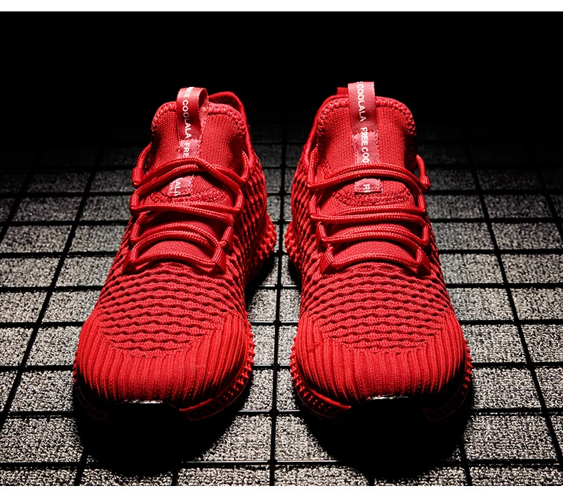 KJEDGB Новинка Flyknit высококачественные мужские кроссовки однотонные черные, красные, серые модные мужские туфли повседневные мужские теннисные кроссовки для взрослых