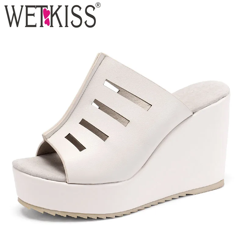 WETKISS/женские летние шлепанцы Новинка 2019 года на платформе женские босоножки