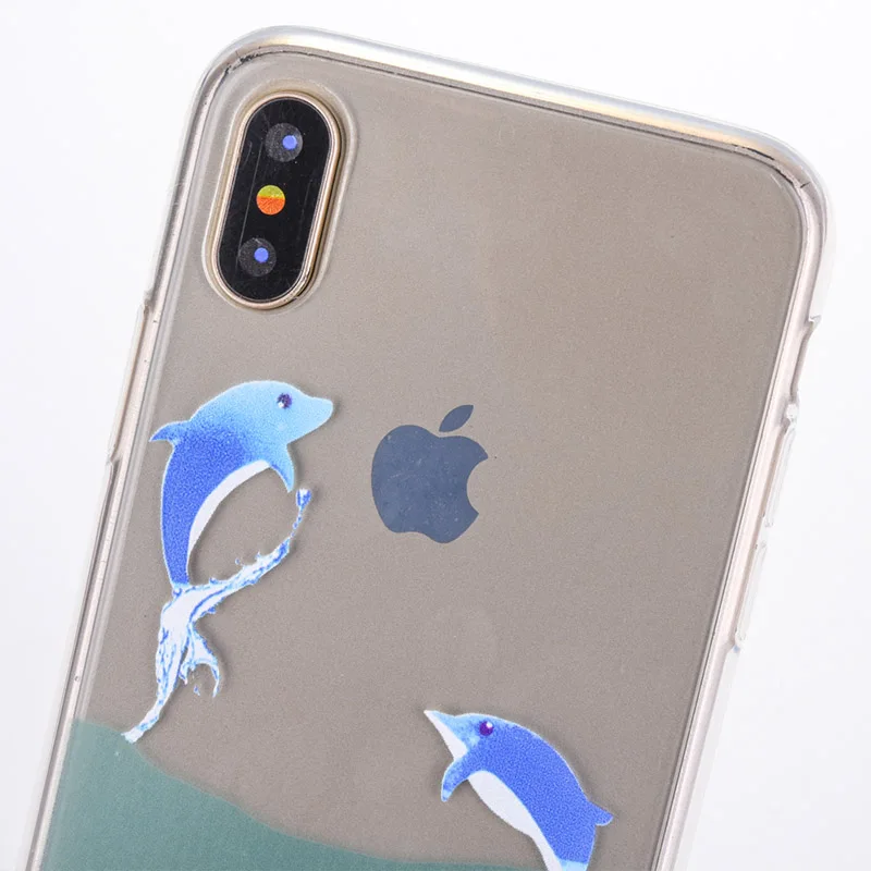 JICUIKE Роскошные модные высокий прозрачный ТПУ soft shell Дельфин для iPhone X чехол