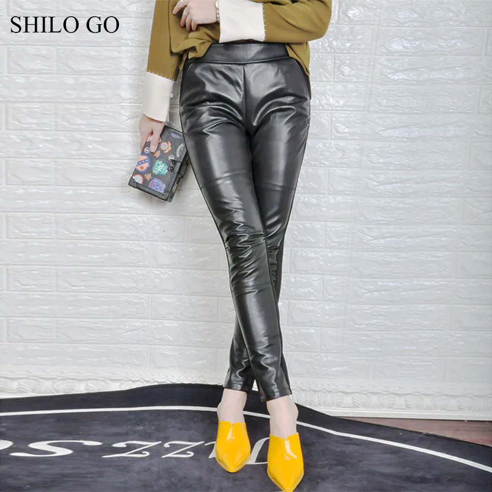 Женские кожаные брюки SHILO GO летние модные из натуральной овчины с высокой талией