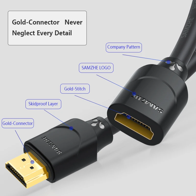 SAMZHE HDMI Удлинительный кабель шнур для мужчин и женщин 0 5 м 1 2 3 4 к * 3D компьютера HDTV