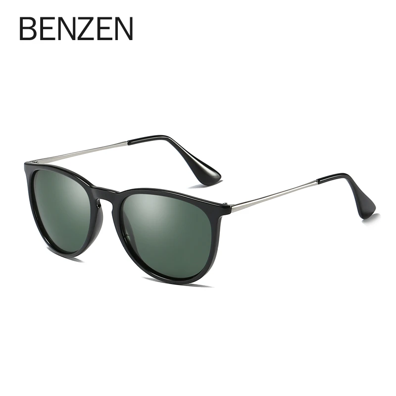 BENZEN, винтажные женские солнцезащитные очки, фирменный дизайн, новинка, женские солнцезащитные очки, Ретро стиль, поляризационные, мужские очки, oulo UV 400 6605 - Цвет линз: BLACK GREEN