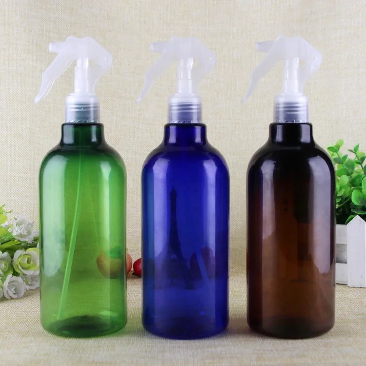 

2/10pcs 500ml green/blue/amber square small mouse trigger spray bottles Plastic PET perfume cosmetic liquid refillable container