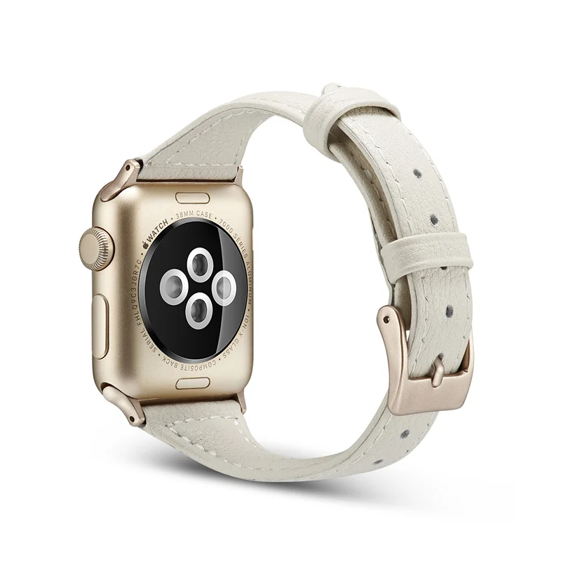 White ASHEI тонкий ремешок из натуральной кожи для apple watch серии 5 44 мм ремешок 40 мм браслет для apple watch iWatch 42 мм 38 мм полосы - Цвет ремешка: White