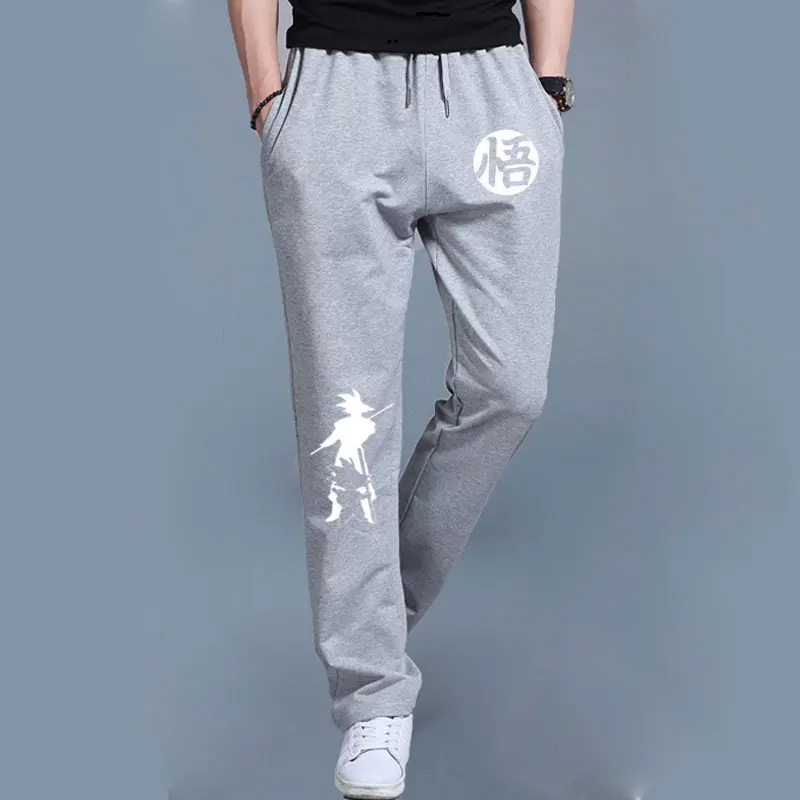 Light gray Осенние новые повседневные забавные Мужские штаны с принтом Dragon Ball Goku, хлопковые серые мужские спортивные штаны, черные брюки - Цвет: Light gray