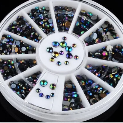 AB Черная смола flatback граненый страз 1 5/2/3/4 мм переливающийся nailart гель для ногтей