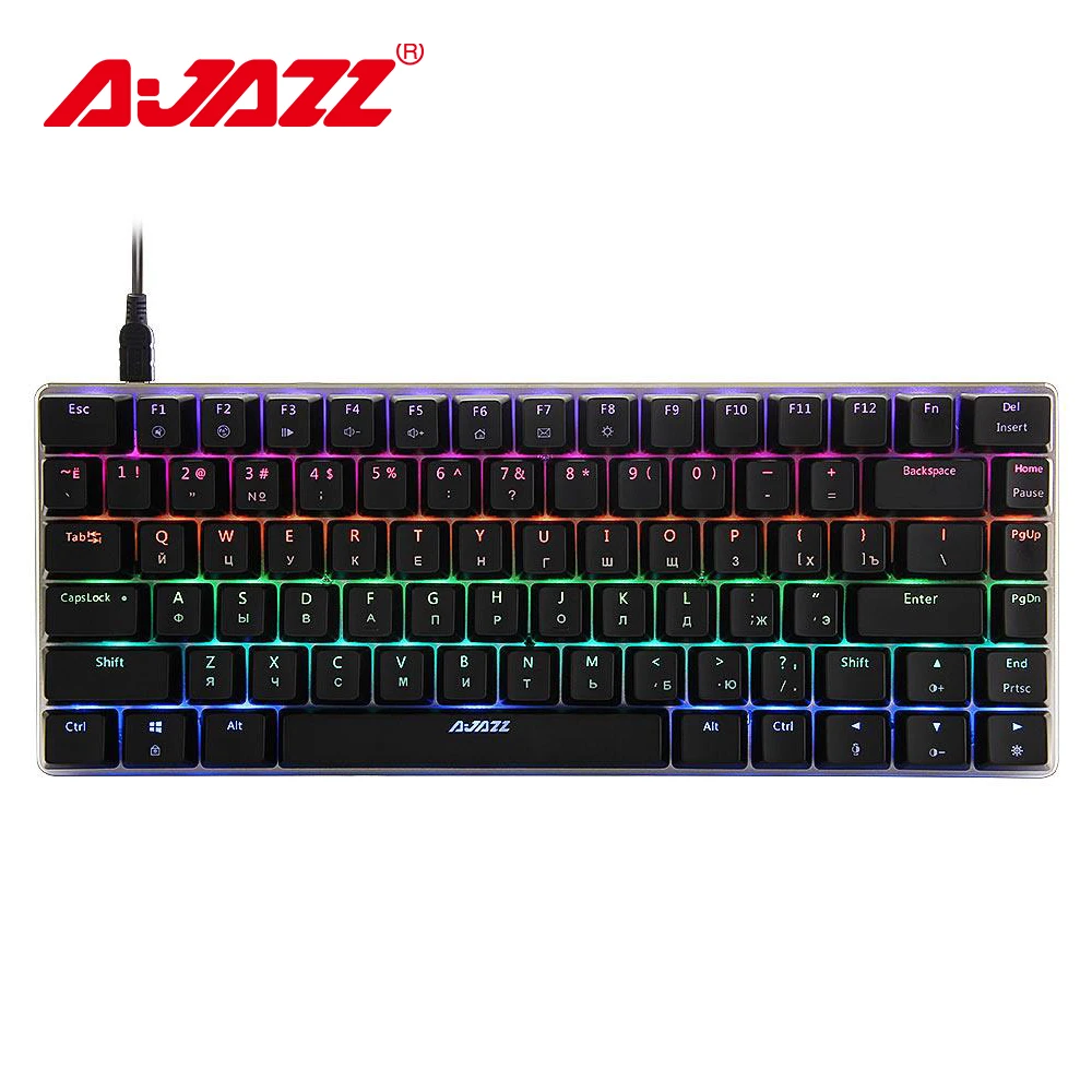 Ajazz AK33 82 ключ игровая механическая клавиатура русская/английская раскладка Подсветка USB Проводная анти-ореолы синий/черный переключатель pc gamer