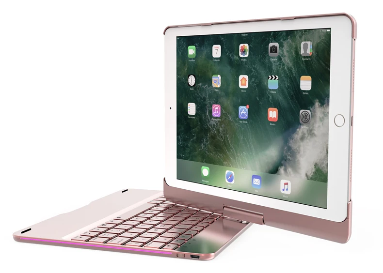 Роскошный 360 вращающийся алюминиевый сплав чехол для iPad Pro 9,7 Air/Air 2 цвета подсветка Беспроводная Bluetooth клавиатура крышка