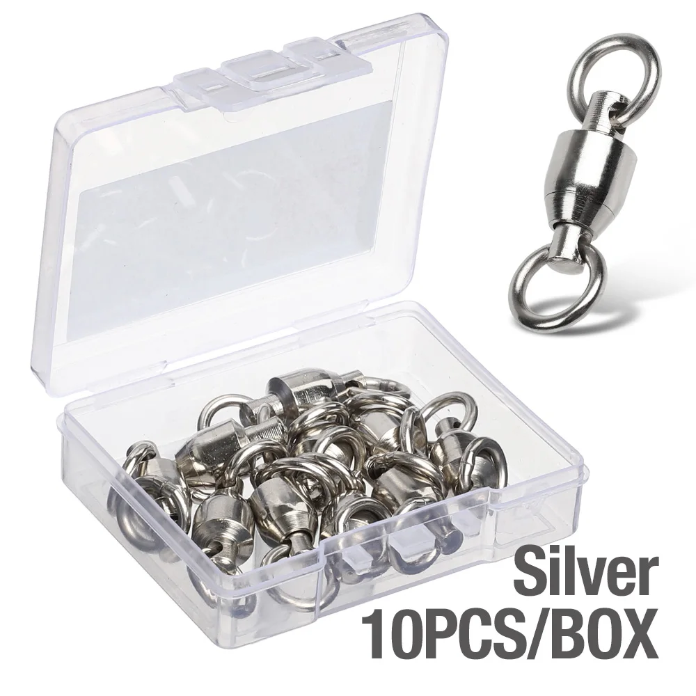 Silver 10pcs DONQL 10/20/50 шт Высокая прочность прокатный поворотные рыболовные разъем подшипник Нержавеющая сталь твердых серебряное кольцо рыболовные принадлежности - Цвет: Silver 10pcs