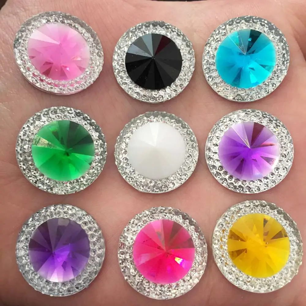 Новинка 10 шт. 20 мм двухцветные круглые стразы из смолы с плоским дном для свадьбы
