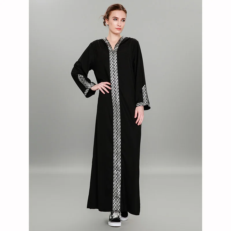 Abaya дизайн распродажа мусульманский кардиган хиджаб спереди закрывать с кепкой зерна