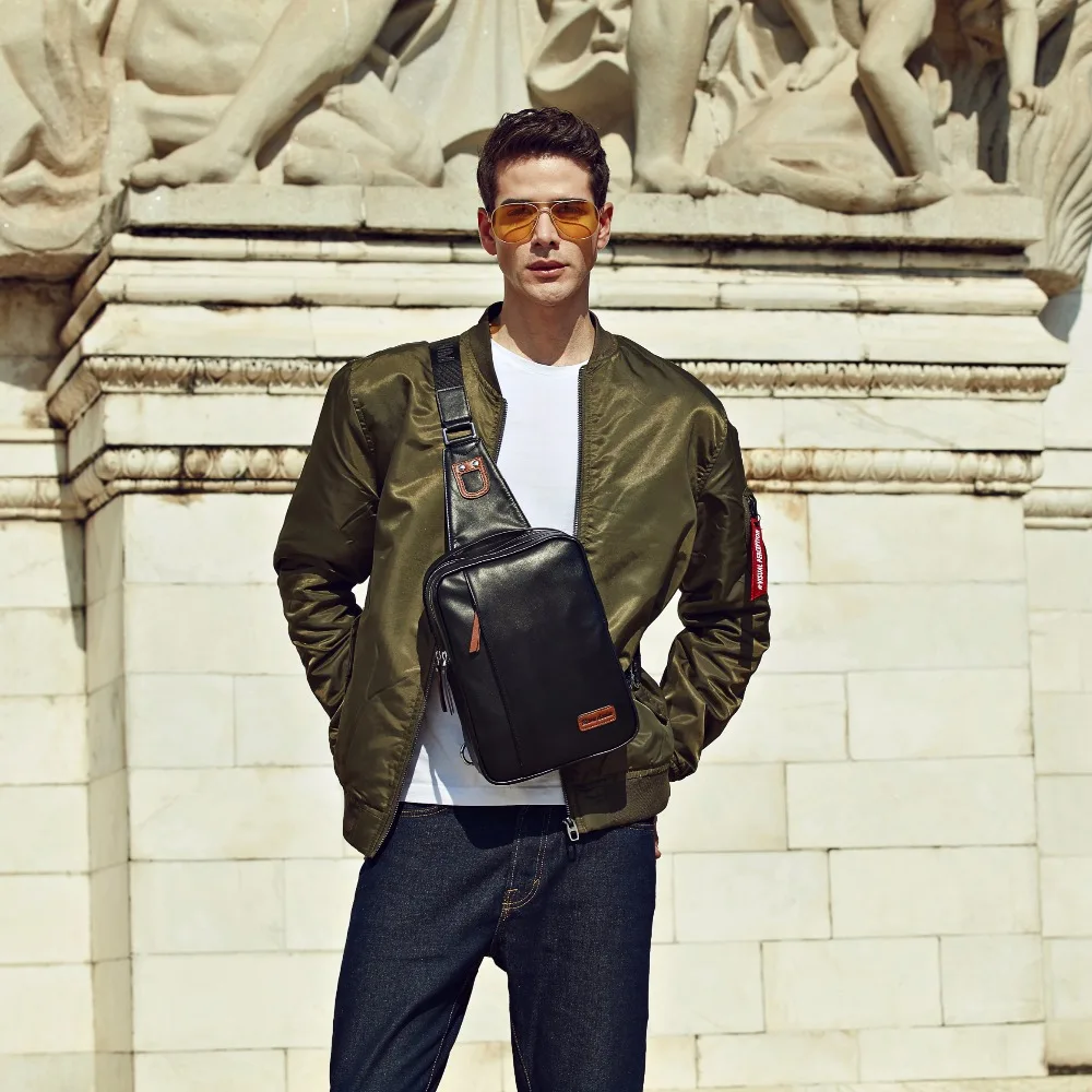 BISON DENIM маленькая нагрудная сумка из натуральной кожи Ipad ProMens сумки через плечо