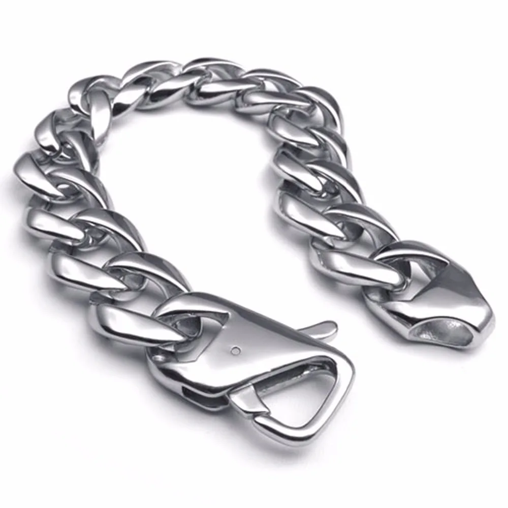 9&quot Men's Very Heavy Bracelet 17mm Wide Casting Links Highly Polished Vintage Look Top Material 316 S.Steel MTB005 | Украшения и