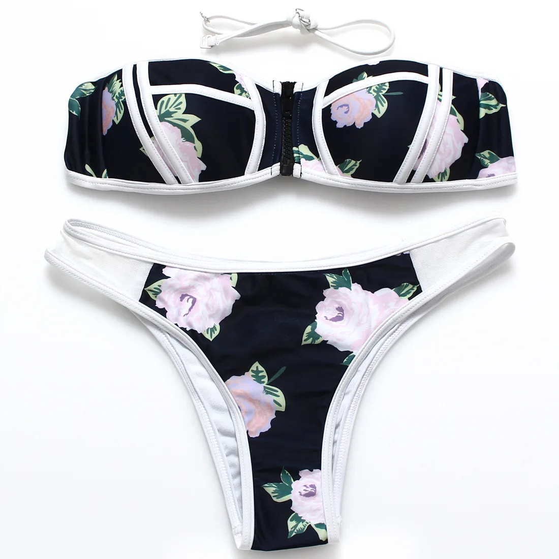 

Bikinis Women 2018 Print Floral Swimsuits Brazilian Push Up Halter Bikini Set Bathing Suits Plus Size Swimwear Female