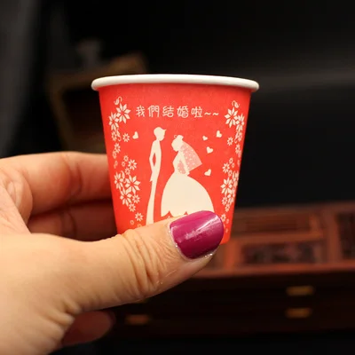 

Free shipping 96pcs/lot mini marriage disposable paper cup creative wedding cartoon paper cups