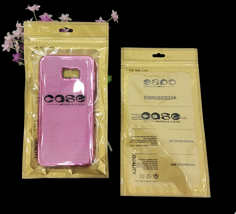 200Pcs/Lot 11*20cm Golden / Clear New Mobile Phone Case Cover Packaging Bag Storage for iPhone 4S 5 5S 6 6S Plastic Ziplock Bags