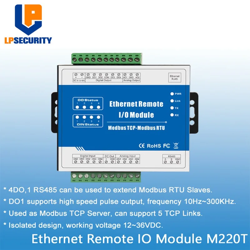 Modbus TCP IOT RTU 4 релейных выхода с RJ45 RS485 портами Ethernet модуль внутри RTU/ASCII Master M220T |