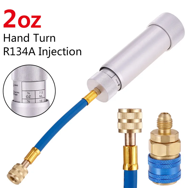 AC Oil Dye Injector Низкий боковой удлинитель R134A БЫСТРОРАЗЪЕМНАЯ муфта адаптеры автомобильный Кондиционер фитинг R134A 2 унции R134A R12 R22 ручной поворот наполнитель впрыска - Название цвета: AC Oil Dye Injector