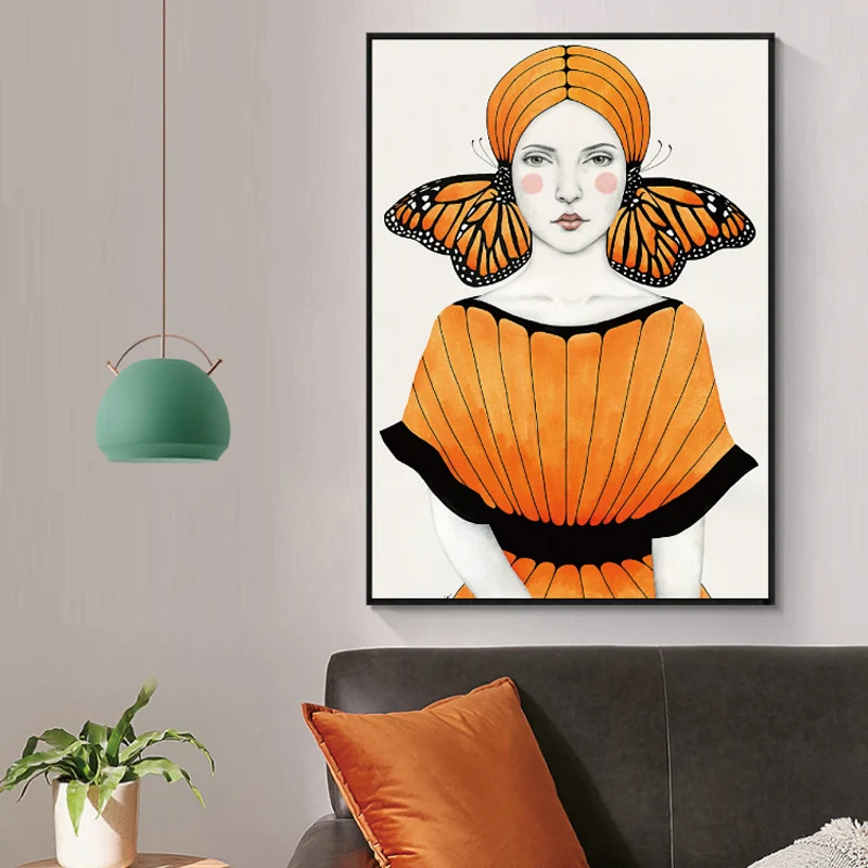 Colorful Girl Modern Oil painting Style Art Prints Cuadros Poster Living room decor Geometric | Дом и сад