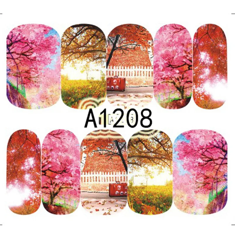 1 лист новые наклейки для нейл-арта переводные на осень кленовый смешанный