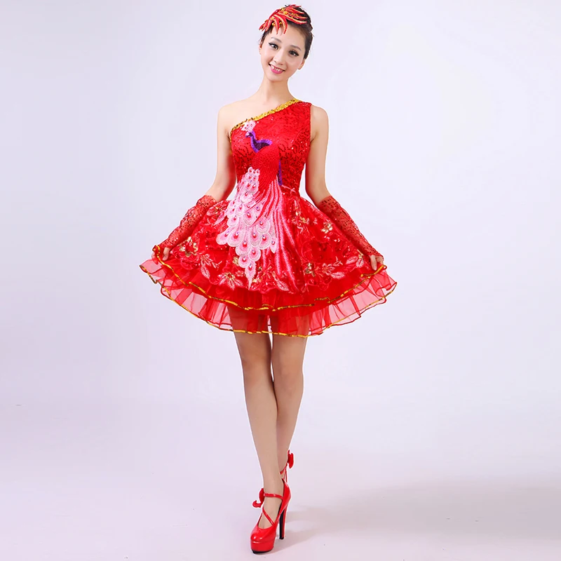 Женское платье для латинских танцев с бахромой и павлином выступлений на сцене