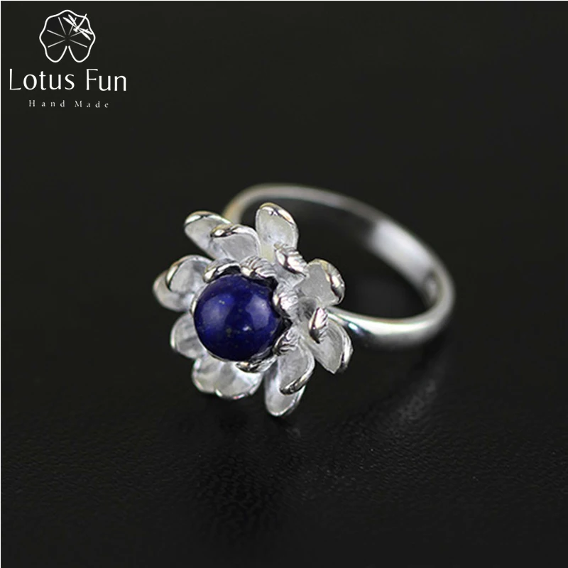 Lotus Fun реальные стерлингового серебра 925 натуральный голубой ручной работы lapiz