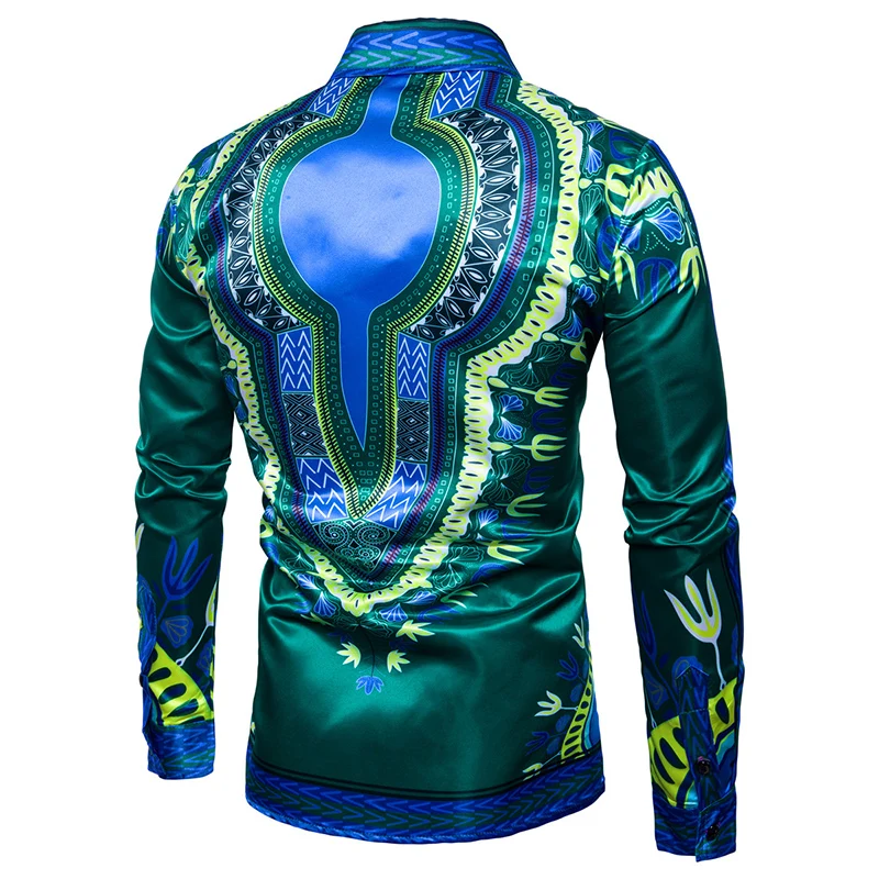 

Men's 2019 fashion casual Shirt men Africa Ethnic style Digital pattern shirts cotton dress long-sleeved shirt plus size S-XXL