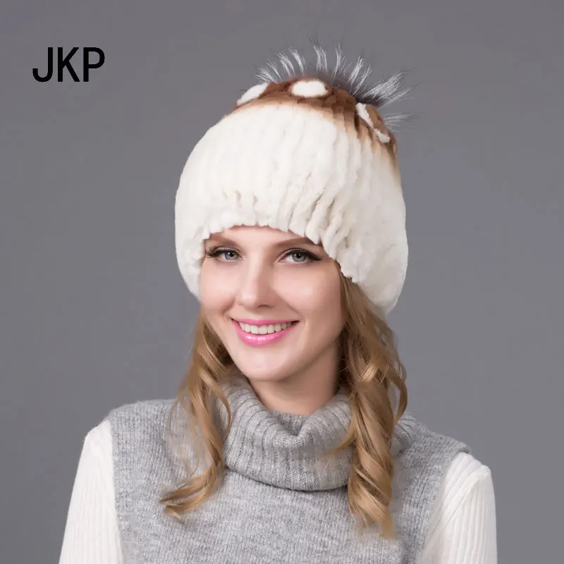 JKP русская зимняя вязаная меховая шапка для чернобурки женская с натуральными