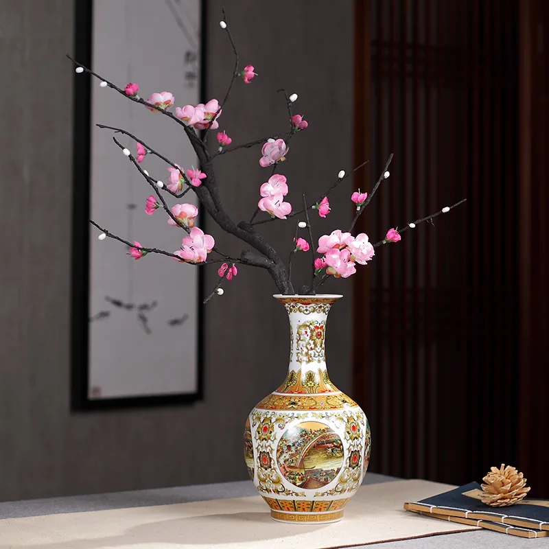 Цзиндэчжэнь Риверсайд Сцена на Qingming фестиваль фарфоровая ваза декоративные украшения выдолбленные счастливые ремесла мебель