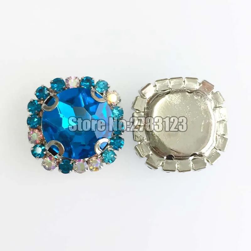 Цепочка с Голубым Озером AB 12 мм стразы стеклянные отверстиями для