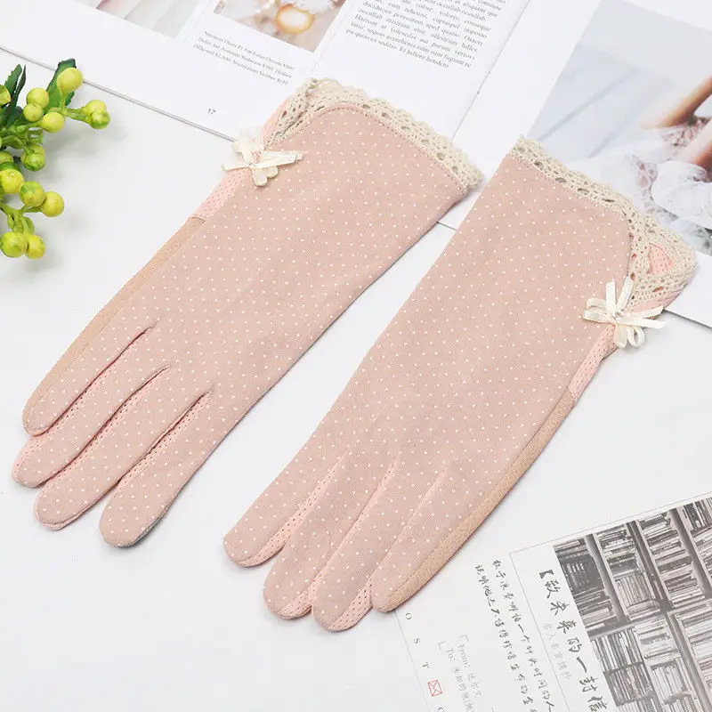 Pink Howfits женские летние перчатки для водителя солнцезащитный экран с сенсорным экраном элегантные девушки тонкий хлопок приличный формальный автомобиль варежки - Цвет: Pink