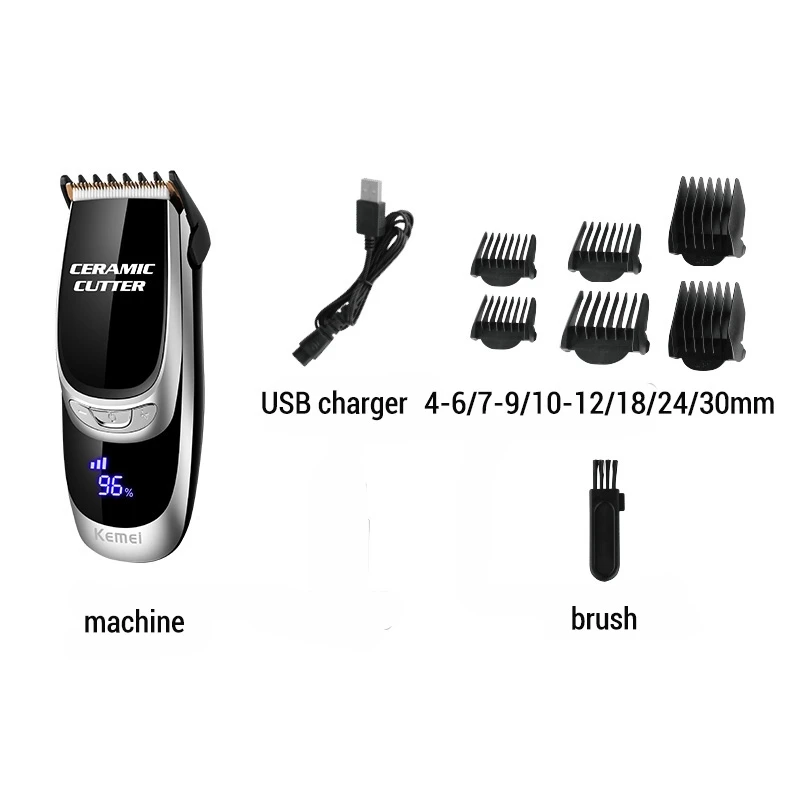 Kemei Km-6035 перезаряжаемая электрическая машинка для стрижки волос, электрическая машинка для стрижки волос, Керамический Резак для контроля скорости, ЖК-дисплей, парикмахерский режим ножниц
